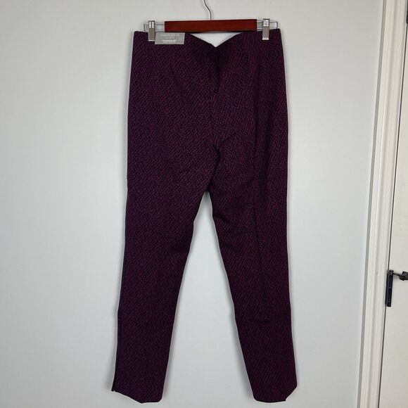 NWT Chico's So Slimming Juliet Micro Geo Pull on Ankle Pants Size 6 Burgundy - Picture 9 of 13